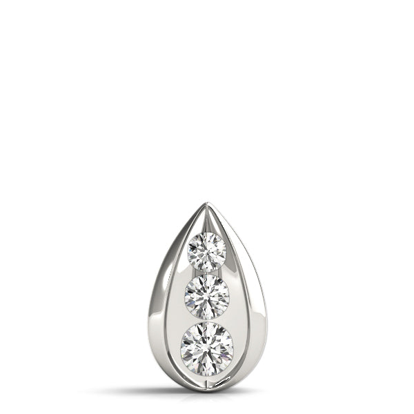 14K White Gold 1 CT Diamond Three-Stone Pendant