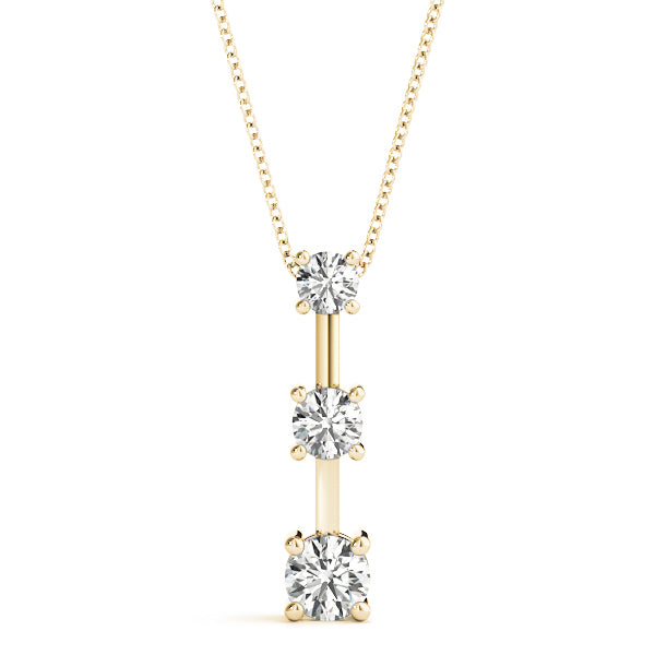 14K Yellow Gold 1 CT Round Diamond Pendant Necklace