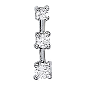 14K White Gold 1 CT Diamond Three-Stone Pendant