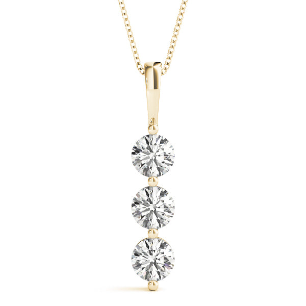 14K Yellow Gold 3-Stone Diamond Pendant