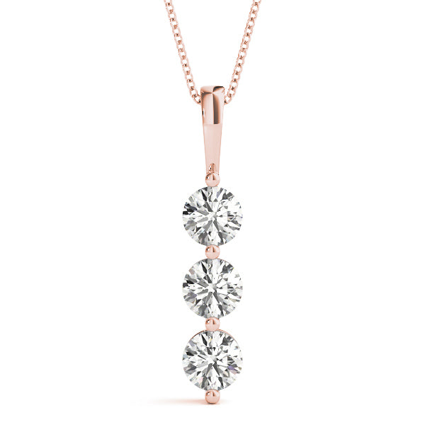 14K Rose Gold 1 CT Diamond 3-Stone Pendant