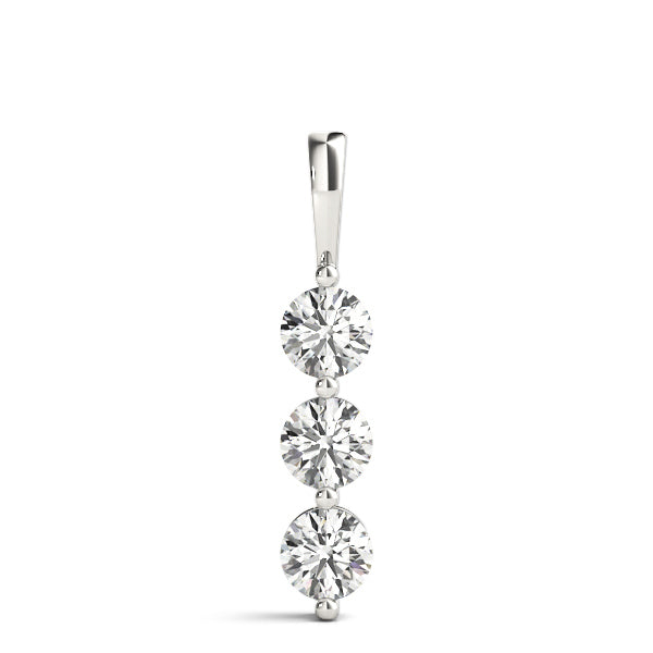 18K White Gold 1 CT Three Stone Diamond Pendant