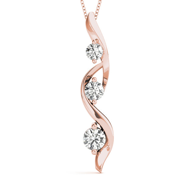 14K Rose Gold 0.35ctw Diamond Three-Stone Pendant
