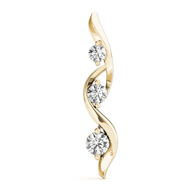 18K Yellow Gold 1/2 ct Diamond Three-Stone Pendant