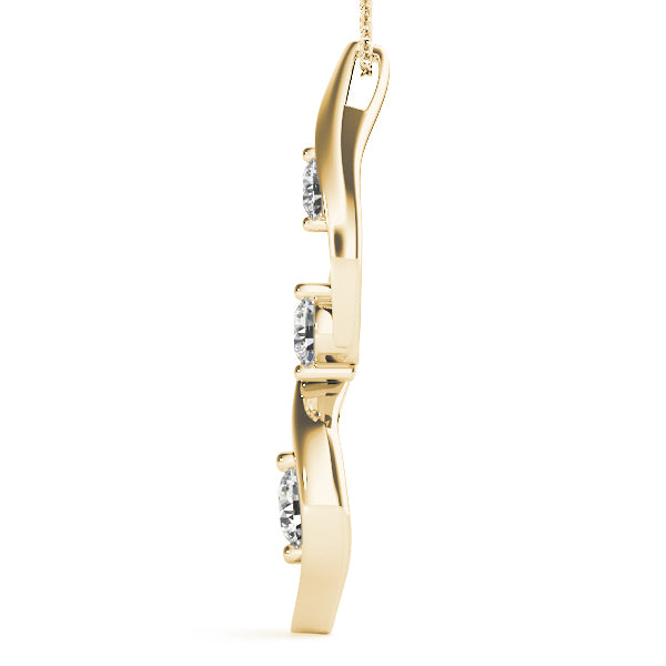 14K Yellow Gold 1/2 ct Diamond Three-Stone Pendant