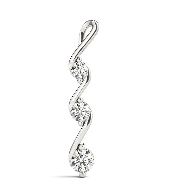 18K White Gold 1/2 ctw Three Stone Diamond Pendant
