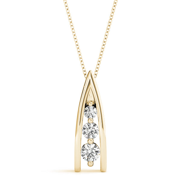 14K Yellow Gold 0.3ctw Diamond Three-Stone Pendant