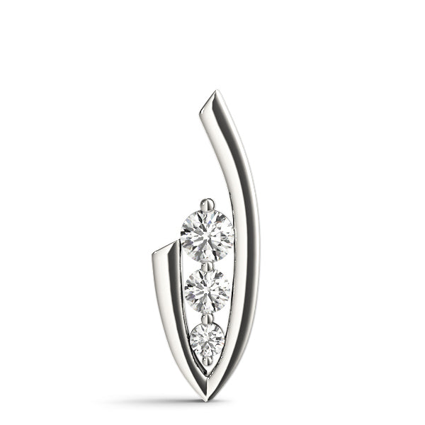 14K White Gold 1/2 CT Diamond Three Stone Pendant