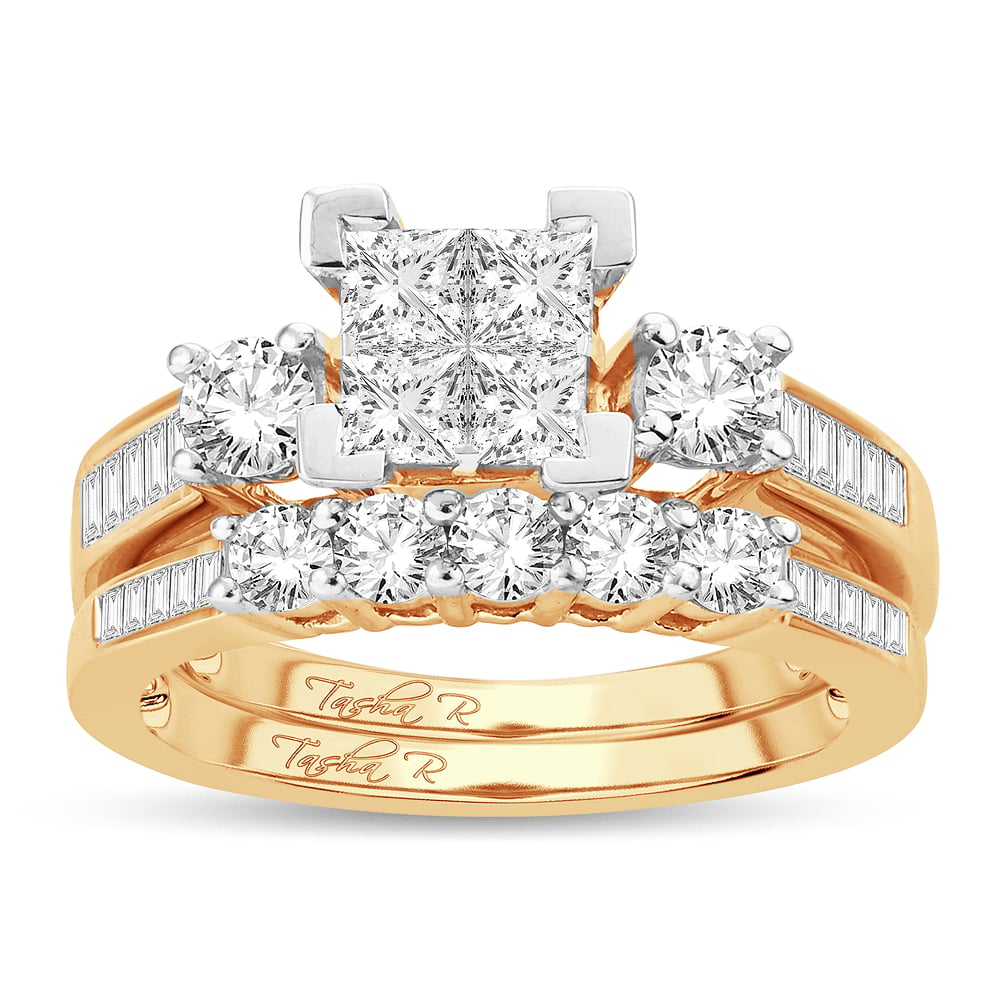 14K  1.00CT  PRINCESS CUT Diamond  BRIDAL  RING