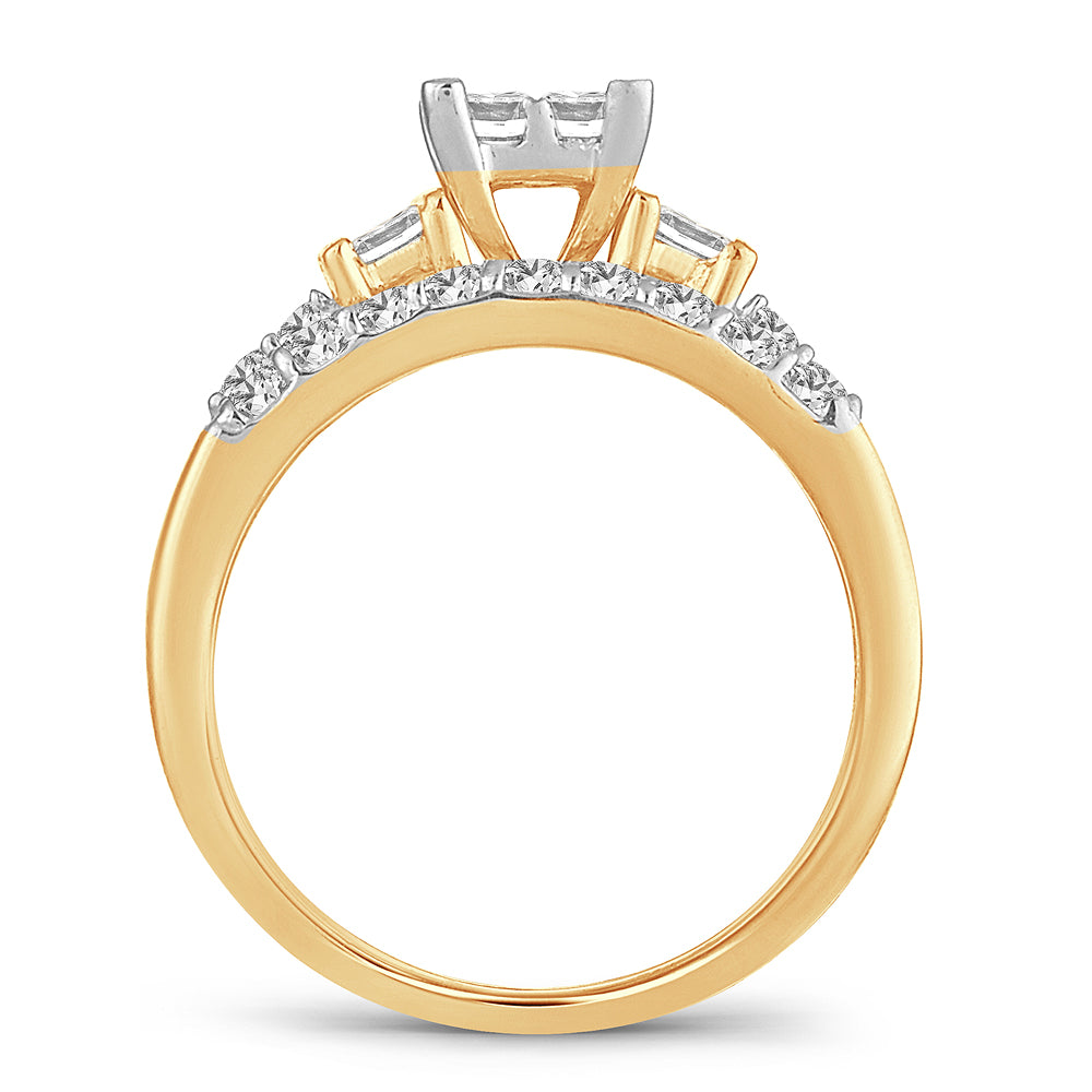 14K 1.00CT Princess Cut Diamond Bridal Ring