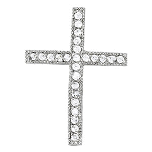 14K White Gold Diamond Cross Pendant