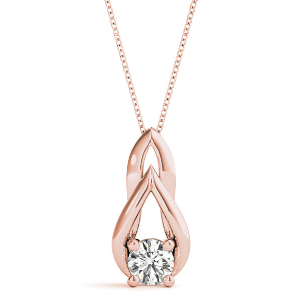 14K Rose Gold 1/3 CT Diamond Solitaire Pendant