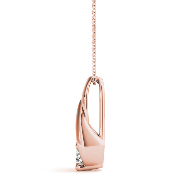 14K Rose Gold 1/3 CT Diamond Solitaire Pendant