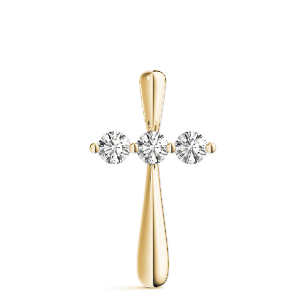 18K Yellow Gold Multi-Diamond Fashion Cross Pendant