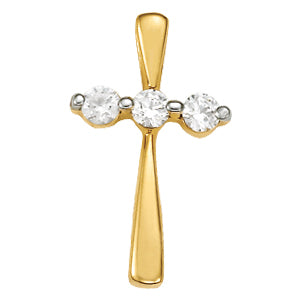 18K White Gold Multi-Diamond Fashion Cross Pendant