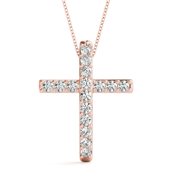 14K Rose Gold Round Diamond Fashion Pendant