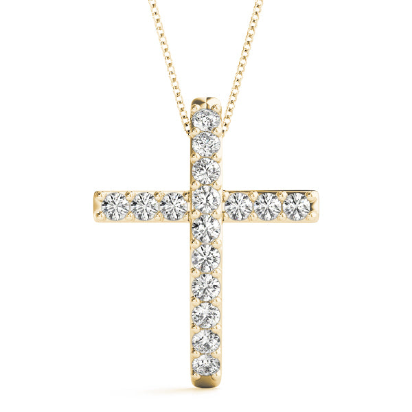 18K Yellow Gold Diamond Cross Pendant