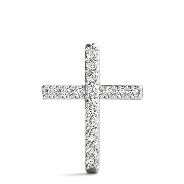 14K White Gold Diamond Cross Pendant