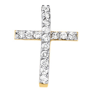 18K White Gold Diamond Cross Pendant
