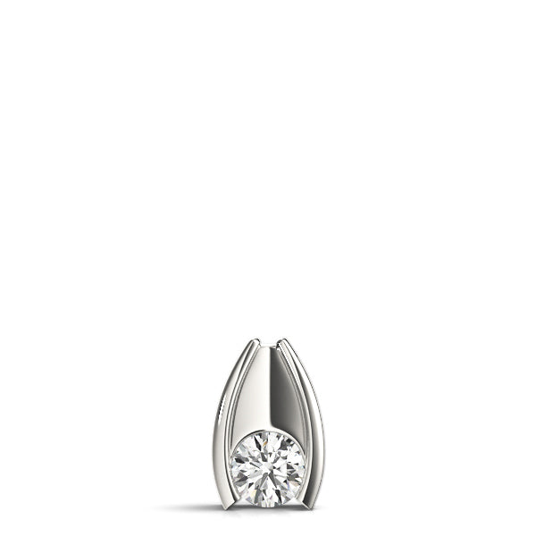 18K White Gold Round Diamond Solitaire Pendant