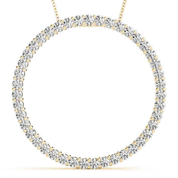 18K Yellow Gold Round Diamond Circle Pendant