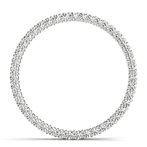 14K White Gold Round Diamond Circle Pendant