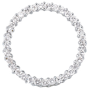 14K White Gold Round Diamond Circle Pendant