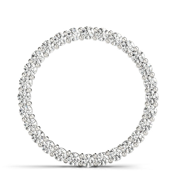 14K White Gold Round Diamond Circle Pendant