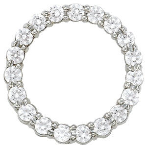 18K White Gold Round Diamond Circle Pendant