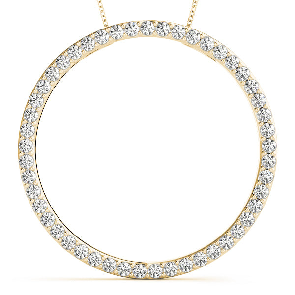 14K Yellow Gold Round Diamond Circle Pendant