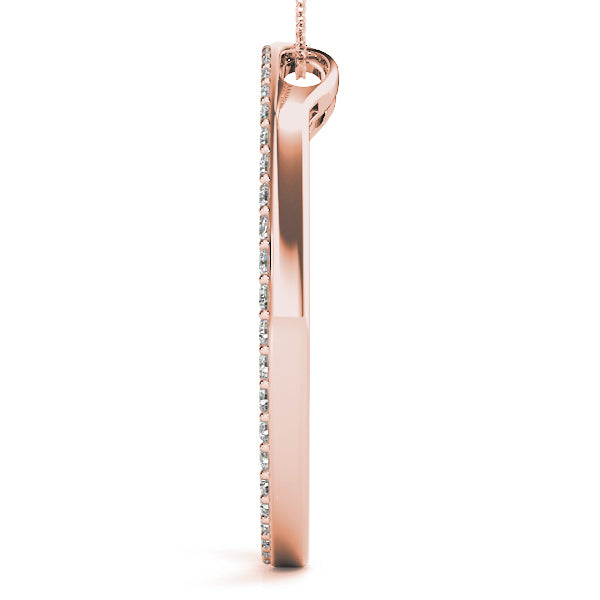 14K Rose Gold Round Diamond Circle Pendant