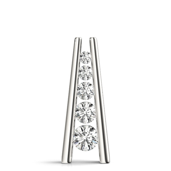 18K White Gold Round Diamond Journey Pendant