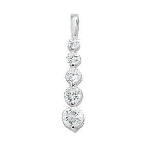 14K White Gold Round Diamond Journey Pendant