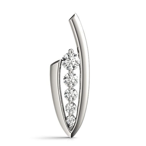 18K White Gold Round Diamond Journey Pendant