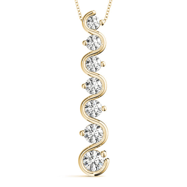 14K Yellow Gold Round Diamond Pendant