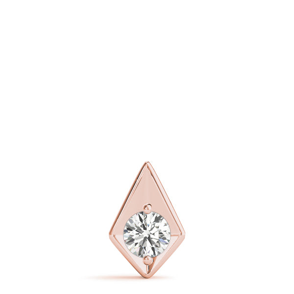 14K Rose Gold Round Diamond Solitaire Pendant