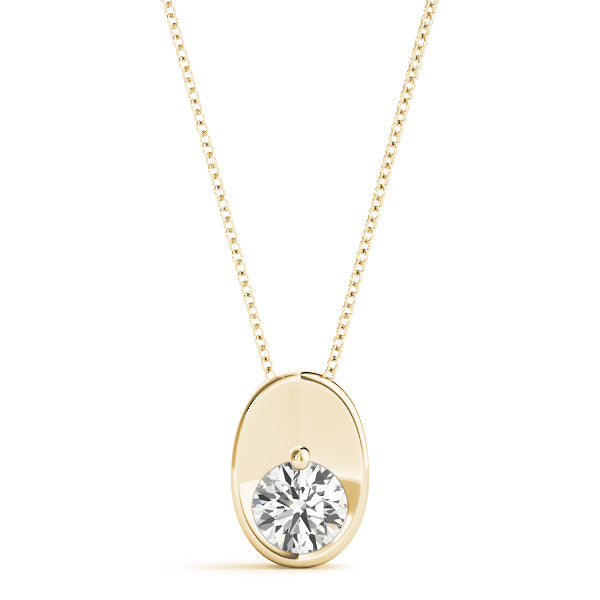 14K Yellow Gold Round Diamond Pendant