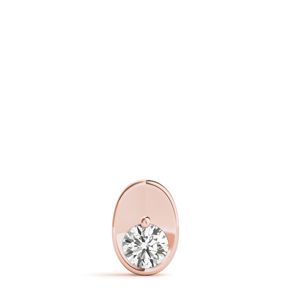 14K Rose Gold Round Diamond Solitaire Pendant
