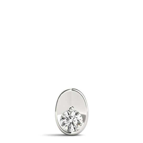 14K White Gold Round Diamond Solitaire Pendant