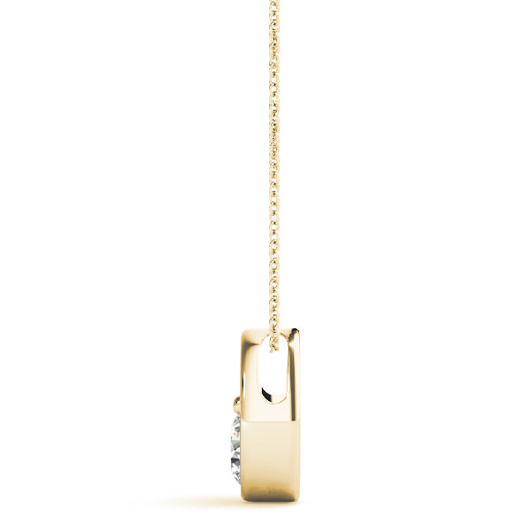 14K Yellow Gold Round Diamond Pendant