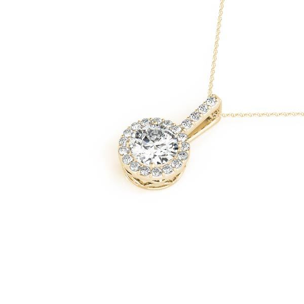 14K Yellow Gold Round Diamond Halo Pendant