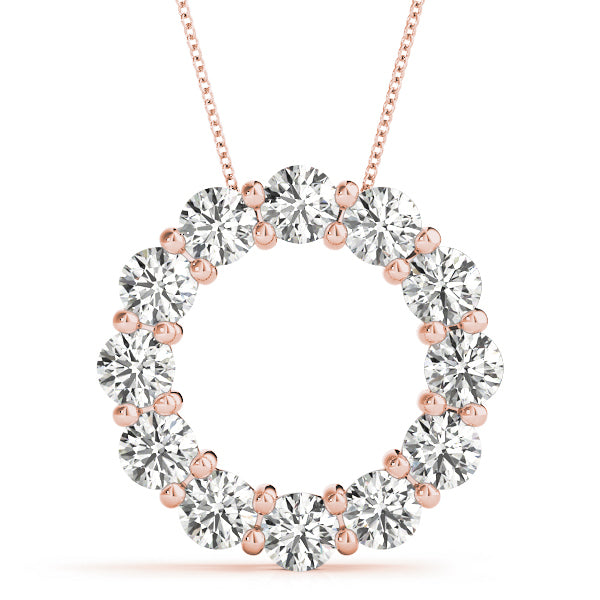 Rose Gold 3ctw Round Diamond Circle Pendant