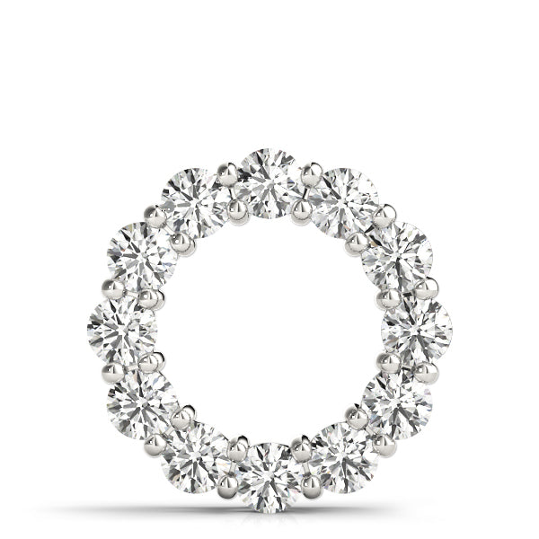 14K White Gold Diamond Circle Pendant - 3 ctw