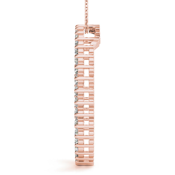 14K Rose Gold Round Diamond Circle Pendant