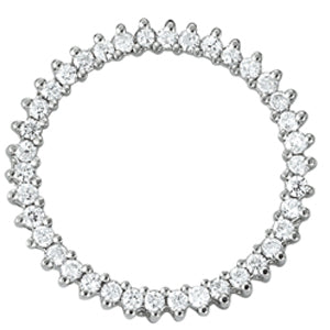 18K White Gold Round Diamond Circle Pendant