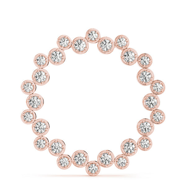 14K Rose Gold Round Diamond Circle Pendant