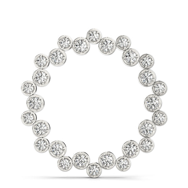 14K White Gold Diamond Circle Pendant Necklace