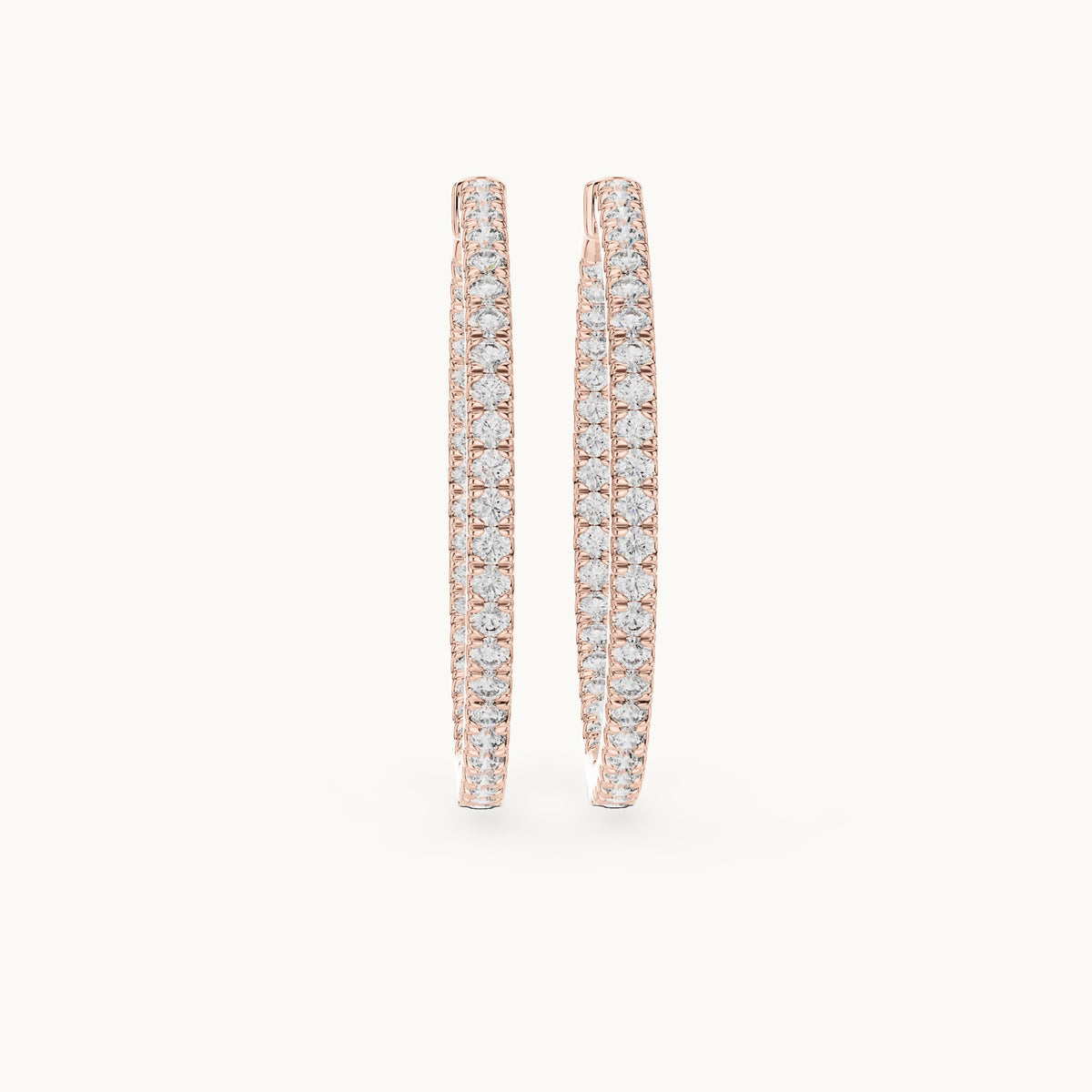 Round lab-grown diamond large inside-out pave hoop earrings in rose gold, 0.99 CT TW, view 4