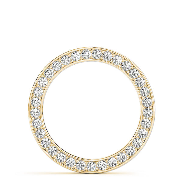 14K Yellow Gold Round Diamond Circle Pendant