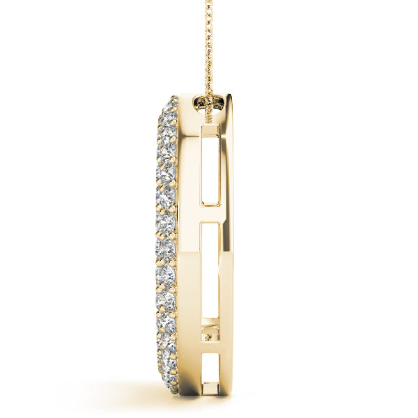 18K Yellow Gold Round Diamond Circle Pendant